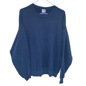 Vintage 90s Bike Crewneck Sweatshirt XL Blue Blank Athletic Pullover Made in USA